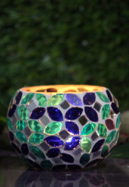 Mosaic candle holder-candle holder- glass candle holder- diwali gifts