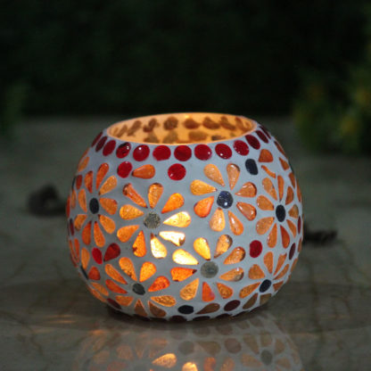 Mosaic candle holder-candle holder- glass candle holder- diwali gifts